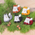 Adornos de fieltro, (juego de 5) - Conjunto de cinco adornos de gato de fieltro hechos a mano con campanas doradas