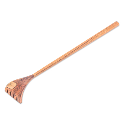 Wood back scratcher, 'Relieving Touches' - Hand-Carved Teakwood Back Scratcher from Thailand