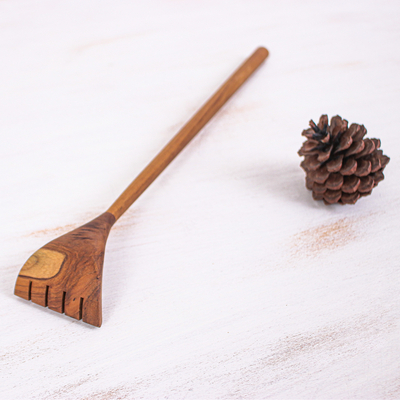 Wood back scratcher, 'Relieving Touches' - Hand-Carved Teakwood Back Scratcher from Thailand