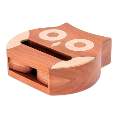 Altavoz para teléfono de madera de teca y arce - Altavoz no eléctrico de madera de teca tallada y madera de arce para teléfono con forma de búho