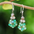 Chalcedony and agate cluster beaded dangle earrings, 'Breezy Spring' - Green Chalcedony and Agate Cluster Beaded Dangle Earrings (image 2) thumbail