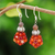 Chalcedony and agate cluster beaded dangle earrings, 'Vibrant Spring' - Orange Chalcedony and Agate Cluster Beaded Dangle Earrings (image 2) thumbail