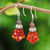 Chalcedony and agate cluster beaded dangle earrings, 'Vibrant Spring' - Orange Chalcedony and Agate Cluster Beaded Dangle Earrings