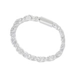 Sterling silver band ring, 'Ethereal Embrace' - Brushed-Satin-Finish Modern Sterling Silver Band Ring