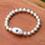 Sapphire beaded ring, 'Intuitive Universe' - Sterling Silver Beaded Ring with Faceted Sapphire Gem (image 2) thumbail