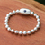 Sapphire beaded ring, 'Intuitive Universe' - Sterling Silver Beaded Ring with Faceted Sapphire Gem (image 2b) thumbail