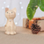 estatuilla de madera - Figura de gato de madera Raintree tallada a mano con campana de aluminio
