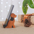 Wood phone holder, 'Canine Assistant' - Hand-Carved Brown and Black Dog Raintree Wood Phone Holder