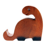Wood phone holder, 'Dino Assistant' - Hand-Carved Brown and Black Dino Raintree Wood Phone Holder
