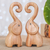 Wood sculptures, 'Twin Elephant Heart' (set of 2) - Set of 2 Handmade Romantic Elephant Raintree Wood Sculptures