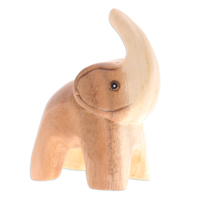 estatuilla de madera - Figura de madera de árbol de lluvia de elefante bebé tallada a mano