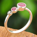 Ruby and marcasite cocktail ring, 'Expressly Romantic' - Modern Ruby and Marcasite Cocktail Ring from Thailand