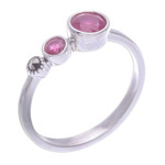 Ruby and marcasite cocktail ring, 'Expressly Romantic' - Modern Ruby and Marcasite Cocktail Ring from Thailand
