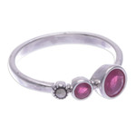 Ruby and marcasite cocktail ring, 'Expressly Romantic' - Modern Ruby and Marcasite Cocktail Ring from Thailand