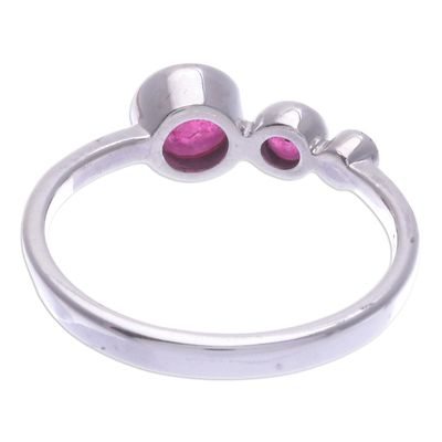 Ruby and marcasite cocktail ring, 'Expressly Romantic' - Modern Ruby and Marcasite Cocktail Ring from Thailand