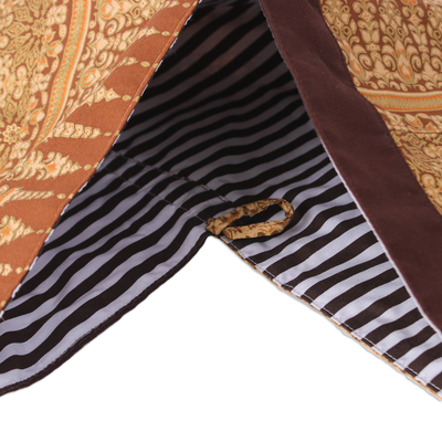 Cotton shoulder bag, 'Golden Days' - Handmade Patterned Golden and Brown Cotton Shoulder Bag