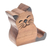 Wood phone holder, 'Feline Support' - Cat-Themed Hand-Carved Raintree Wood Phone Holder