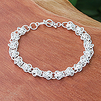 Sterling silver link bracelet, 'Tangled Sophistication' - Modern Abstract Sterling Silver Link Bracelet from Thailand