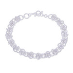 Sterling silver link bracelet, 'Tangled Sophistication' - Modern Abstract Sterling Silver Link Bracelet from Thailand