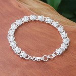 Sterling silver link bracelet, 'Tangled Sophistication' - Modern Abstract Sterling Silver Link Bracelet from Thailand