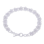 Sterling silver link bracelet, 'Tangled Sophistication' - Modern Abstract Sterling Silver Link Bracelet from Thailand