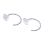 Sterling silver ear cuff earrings, 'Sole Square' - Minimalist Matte Square Sterling Silver Ear Cuff Earrings