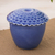 Salsaschale aus Seladon-Keramik - Blaue, handgefertigte Salsa-Schüssel aus Seladon-Keramik mit Sonnenblumen-Motiv