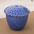 Celadon ceramic salsa bowl, 'Sunflower in Blue' - Blue Handmade Celadon Ceramic Sunflower Themed Salsa Bowl