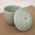 Salsaschale aus Celadon-Keramik - Grüne handgefertigte Salsa-Schüssel aus Celadon-Keramik mit Sonnenblumen-Motiv