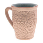 Ceramic mug, 'Thai Flora' - Ceramic Floral and Leaf Mug with Crackled Celadon Accents