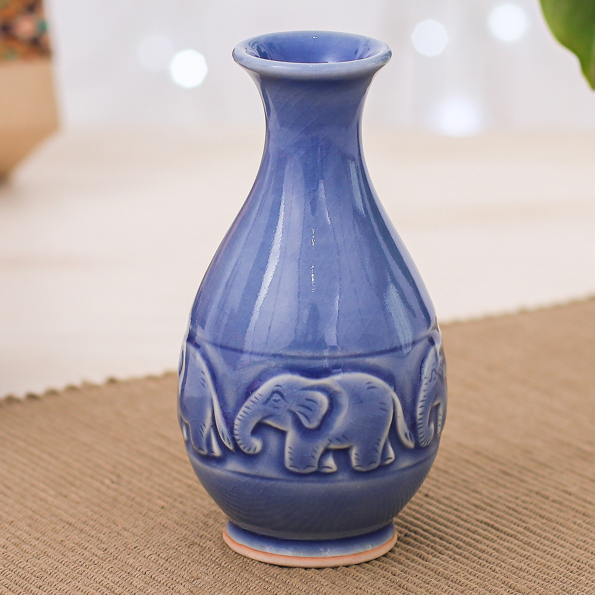 Handmade Elephant Texture Celadon Ceramic Salt and Pepper Shaker