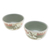 Cuencos de postre de cerámica Celadon, (par) - 2 tazones de postre floral y de hojas de cerámica celadón pintados a mano