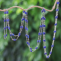 Lapis lazuli long link necklace, 'Royal Spirit'