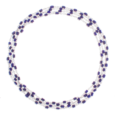 Lapis lazuli long link necklace, 'Royal Spirit' - Lapis Lazuli Long Link Necklace from Thailand