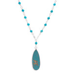 Link pendant necklace, 'Arcadia Essence' - Sterling Silver Plated Reconstituted Turquoise Necklace