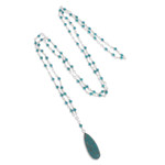 Link pendant necklace, 'Arcadia Essence' - Sterling Silver Plated Reconstituted Turquoise Necklace