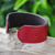 Leather cuff bracelet, 'Dotted Red' - Red Leather Cuff Bracelet with Dots Made in Thailand (image 2b) thumbail