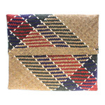 Natural fiber clutch, 'Organic Splendor' - Hand-Woven Natural Fiber Clutch in Beige Blue Green & Red