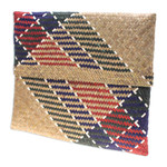 Natural fiber clutch, 'Organic Splendor' - Hand-Woven Natural Fiber Clutch in Beige Blue Green & Red