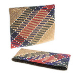 Natural fiber clutch, 'Organic Splendor' - Hand-Woven Natural Fiber Clutch in Beige Blue Green & Red