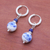 Lapis lazuli and ceramic hoop dangle earrings, 'Noble Duo' - Traditional Floral Lapis Lazuli and Ceramic Dangle Earrings