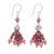 Garnet and rhodonite beaded dangle earrings, 'Pink Grandeur' - Hill Tribe Garnet and Rhodonite Beaded Dangle Earrings thumbail