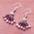 Garnet and rhodonite beaded dangle earrings, 'Pink Grandeur' - Hill Tribe Garnet and Rhodonite Beaded Dangle Earrings (image 2b) thumbail