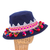Cotton hat, 'Blue Hills' - Hill Tribe-Themed Floral Embellished Navy Cotton Hat