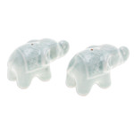 Celadon ceramic incense holders, 'Giant's Green Aura' (pair) - Set of 2 Green Elephant Celadon Ceramic Incense Holders