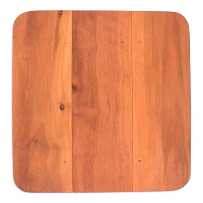 taburete de madera - Taburete minimalista de madera Longan marrón tallado a mano de Tailandia