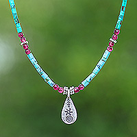 Multi-gemstone pendant necklace, 'Paradise Lover'