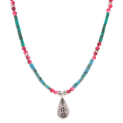 Multi-gemstone pendant necklace, 'Paradise Lover' - Polished Hill Tribe Multi-Gemstone Pendant Necklace