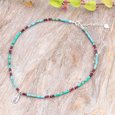 Multi-gemstone pendant necklace, 'Paradise Lover' - Polished Hill Tribe Multi-Gemstone Pendant Necklace