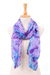 Tie-dyed silk scarf, 'Iris Emotions' - Tie-Dyed Iris and Teal Silk Scarf Handcrafted in Thailand thumbail